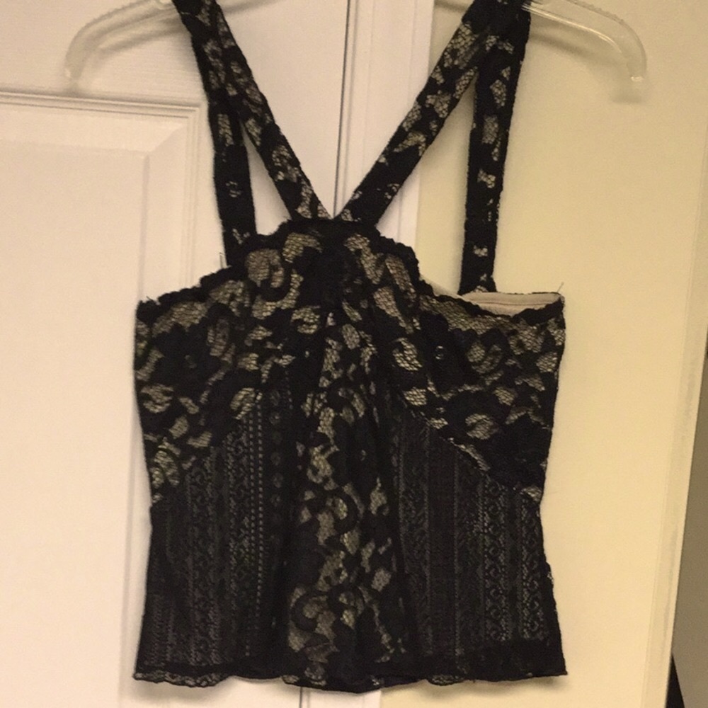 Black Lace Halter Top